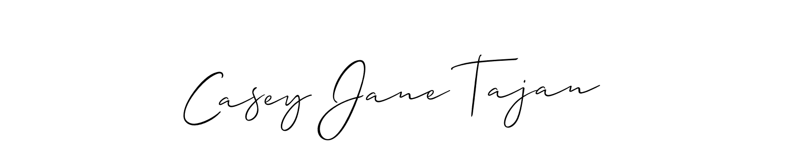 It looks lik you need a new signature style for name Casey Jane Tajan. Design unique handwritten (Allison_Script) signature with our free signature maker in just a few clicks. Casey Jane Tajan signature style 2 images and pictures png