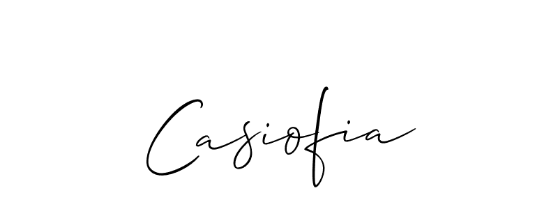 Design your own signature with our free online signature maker. With this signature software, you can create a handwritten (Allison_Script) signature for name Casiofia. Casiofia signature style 2 images and pictures png