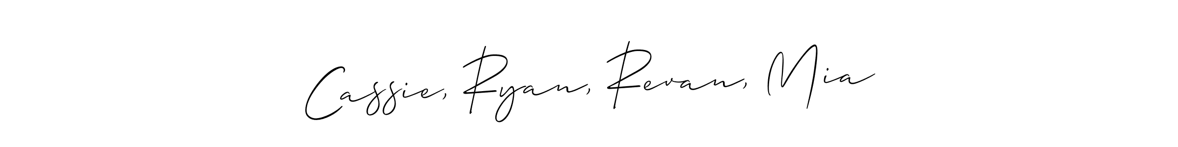 You should practise on your own different ways (Allison_Script) to write your name (Cassie, Ryan, Revan, Mia) in signature. don't let someone else do it for you. Cassie, Ryan, Revan, Mia signature style 2 images and pictures png