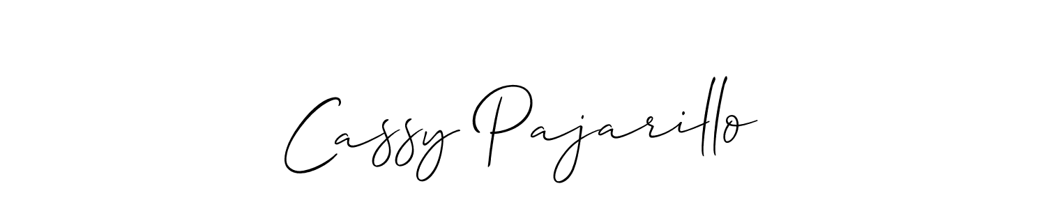 Allison_Script is a professional signature style that is perfect for those who want to add a touch of class to their signature. It is also a great choice for those who want to make their signature more unique. Get Cassy Pajarillo name to fancy signature for free. Cassy Pajarillo signature style 2 images and pictures png