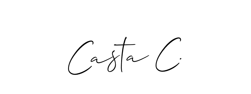 How to make Casta C. name signature. Use Allison_Script style for creating short signs online. This is the latest handwritten sign. Casta C. signature style 2 images and pictures png