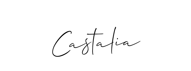 Design your own signature with our free online signature maker. With this signature software, you can create a handwritten (Allison_Script) signature for name Castalia. Castalia signature style 2 images and pictures png