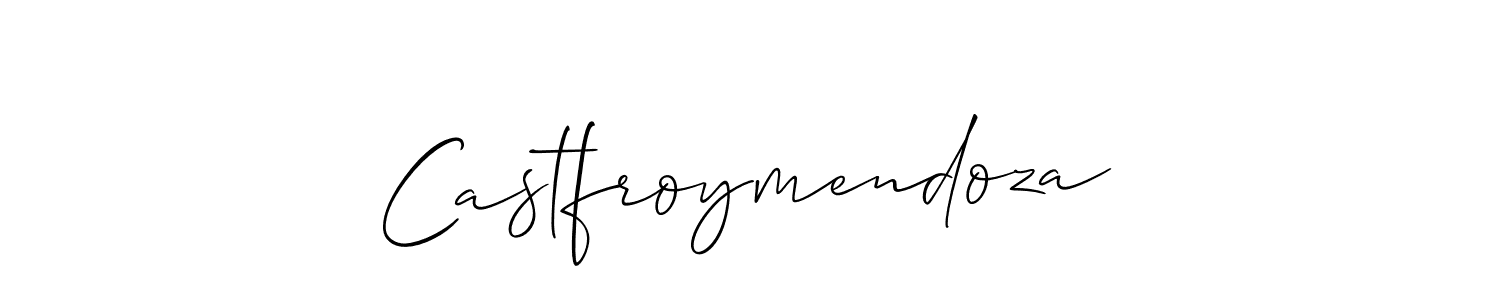 The best way (Allison_Script) to make a short signature is to pick only two or three words in your name. The name Castfroymendoza include a total of six letters. For converting this name. Castfroymendoza signature style 2 images and pictures png