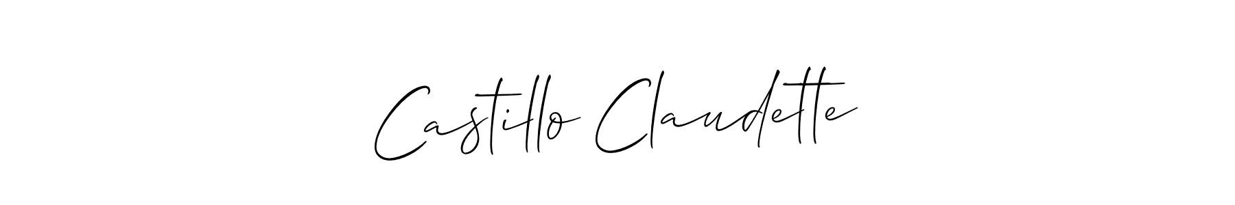 How to make Castillo Claudette name signature. Use Allison_Script style for creating short signs online. This is the latest handwritten sign. Castillo Claudette signature style 2 images and pictures png