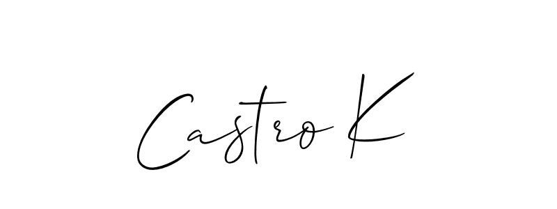 if you are searching for the best signature style for your name Castro K. so please give up your signature search. here we have designed multiple signature styles  using Allison_Script. Castro K signature style 2 images and pictures png