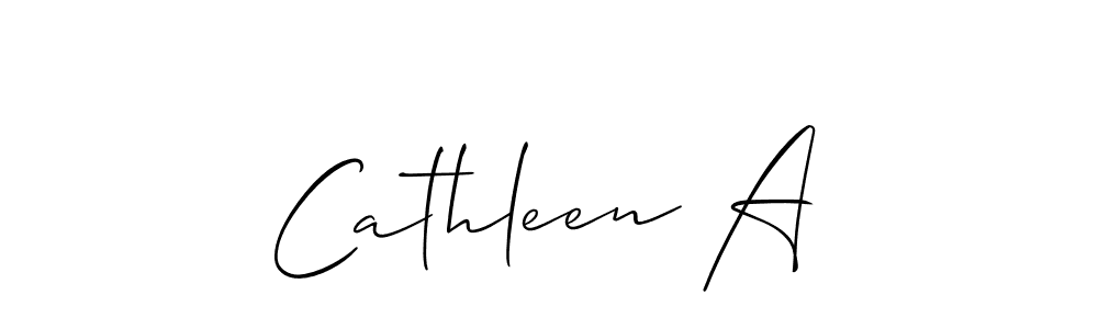 The best way (Allison_Script) to make a short signature is to pick only two or three words in your name. The name Cathleen A include a total of six letters. For converting this name. Cathleen A signature style 2 images and pictures png