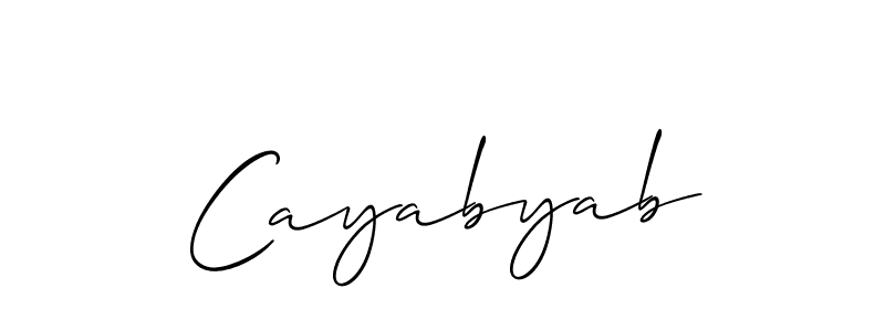 Design your own signature with our free online signature maker. With this signature software, you can create a handwritten (Allison_Script) signature for name Cayabyab. Cayabyab signature style 2 images and pictures png