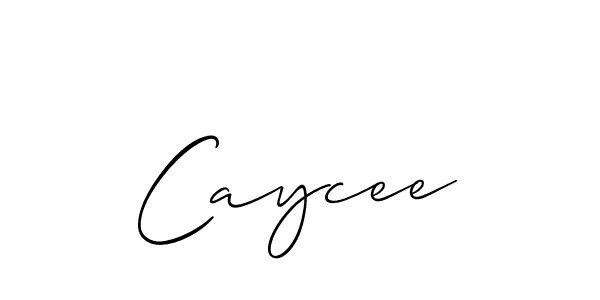 Caycee stylish signature style. Best Handwritten Sign (Allison_Script) for my name. Handwritten Signature Collection Ideas for my name Caycee. Caycee signature style 2 images and pictures png