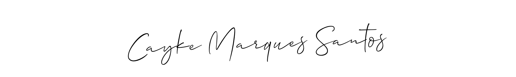 Allison_Script is a professional signature style that is perfect for those who want to add a touch of class to their signature. It is also a great choice for those who want to make their signature more unique. Get Cayke Marques Santos name to fancy signature for free. Cayke Marques Santos signature style 2 images and pictures png