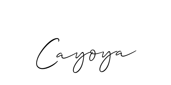 Allison_Script is a professional signature style that is perfect for those who want to add a touch of class to their signature. It is also a great choice for those who want to make their signature more unique. Get Cayoya name to fancy signature for free. Cayoya signature style 2 images and pictures png