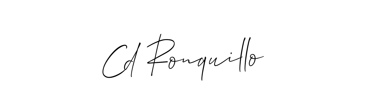 It looks lik you need a new signature style for name Cd Ronquillo. Design unique handwritten (Allison_Script) signature with our free signature maker in just a few clicks. Cd Ronquillo signature style 2 images and pictures png