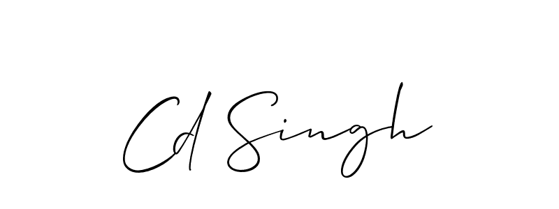 The best way (Allison_Script) to make a short signature is to pick only two or three words in your name. The name Cd Singh include a total of six letters. For converting this name. Cd Singh signature style 2 images and pictures png