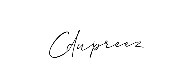 Design your own signature with our free online signature maker. With this signature software, you can create a handwritten (Allison_Script) signature for name Cdupreez. Cdupreez signature style 2 images and pictures png