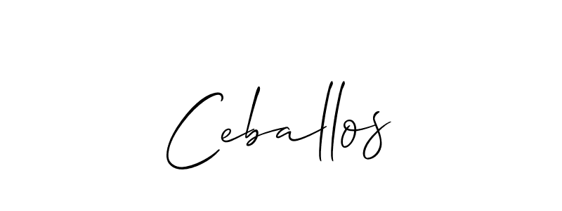 Make a short Ceballos signature style. Manage your documents anywhere anytime using Allison_Script. Create and add eSignatures, submit forms, share and send files easily. Ceballos signature style 2 images and pictures png
