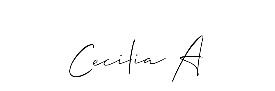 It looks lik you need a new signature style for name Cecilia A. Design unique handwritten (Allison_Script) signature with our free signature maker in just a few clicks. Cecilia A signature style 2 images and pictures png