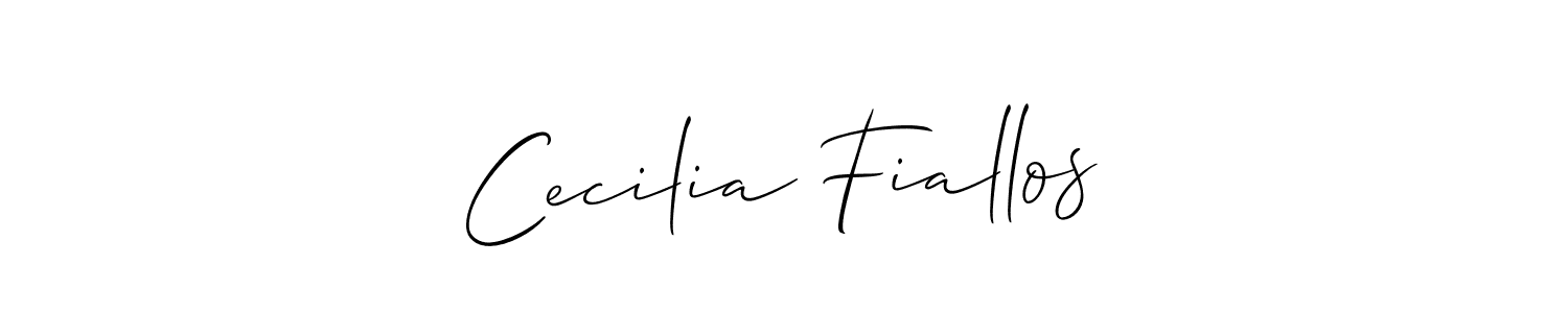 The best way (Allison_Script) to make a short signature is to pick only two or three words in your name. The name Cecilia Fiallos include a total of six letters. For converting this name. Cecilia Fiallos signature style 2 images and pictures png