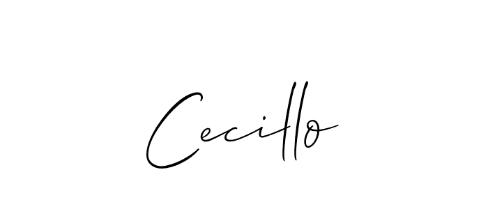 It looks lik you need a new signature style for name Cecillo. Design unique handwritten (Allison_Script) signature with our free signature maker in just a few clicks. Cecillo signature style 2 images and pictures png