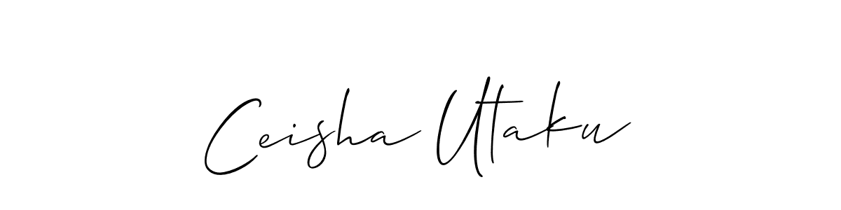 Allison_Script is a professional signature style that is perfect for those who want to add a touch of class to their signature. It is also a great choice for those who want to make their signature more unique. Get Ceisha Utaku name to fancy signature for free. Ceisha Utaku signature style 2 images and pictures png