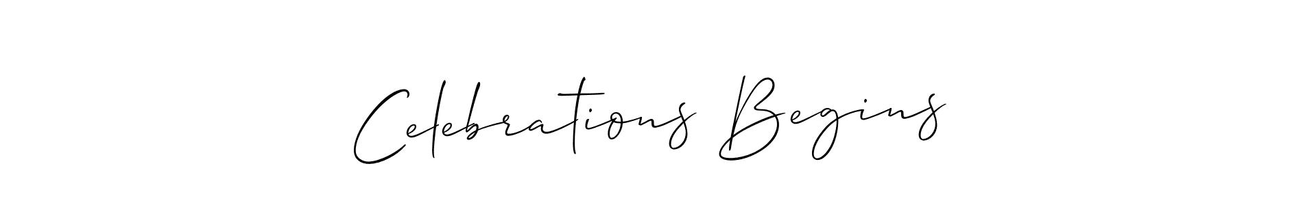 Use a signature maker to create a handwritten signature online. With this signature software, you can design (Allison_Script) your own signature for name Celebrations Begins. Celebrations Begins signature style 2 images and pictures png