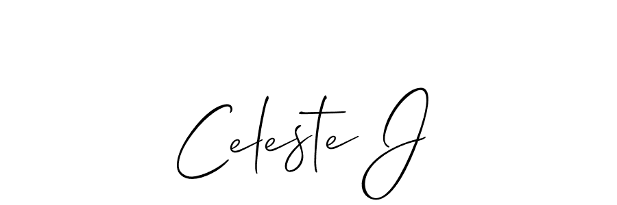 The best way (Allison_Script) to make a short signature is to pick only two or three words in your name. The name Celeste J include a total of six letters. For converting this name. Celeste J signature style 2 images and pictures png