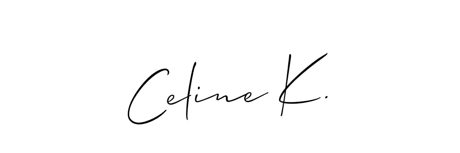 You should practise on your own different ways (Allison_Script) to write your name (Celine K.) in signature. don't let someone else do it for you. Celine K. signature style 2 images and pictures png