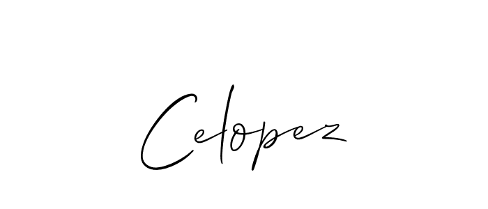 Use a signature maker to create a handwritten signature online. With this signature software, you can design (Allison_Script) your own signature for name Celopez. Celopez signature style 2 images and pictures png