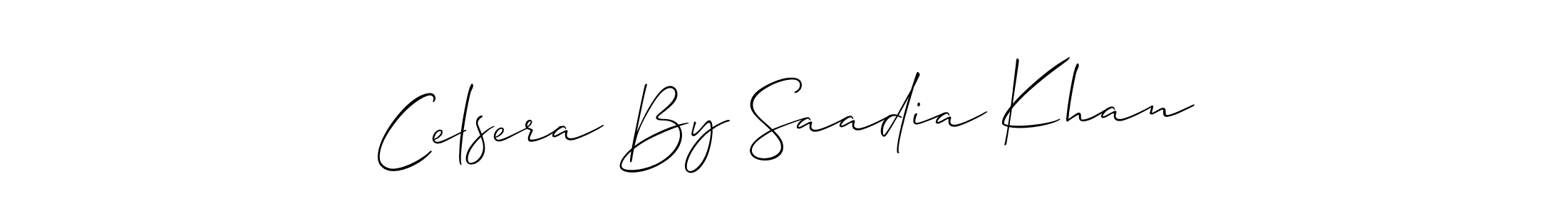 Allison_Script is a professional signature style that is perfect for those who want to add a touch of class to their signature. It is also a great choice for those who want to make their signature more unique. Get Celsera By Saadia Khan name to fancy signature for free. Celsera By Saadia Khan signature style 2 images and pictures png
