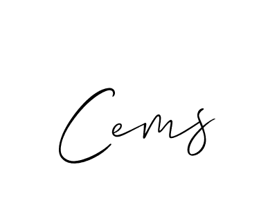 It looks lik you need a new signature style for name Cems. Design unique handwritten (Allison_Script) signature with our free signature maker in just a few clicks. Cems signature style 2 images and pictures png