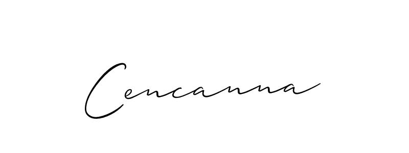 The best way (Allison_Script) to make a short signature is to pick only two or three words in your name. The name Cencanna include a total of six letters. For converting this name. Cencanna signature style 2 images and pictures png