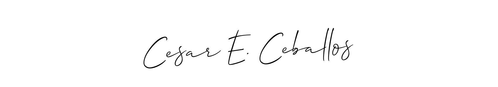 This is the best signature style for the Cesar E. Ceballos name. Also you like these signature font (Allison_Script). Mix name signature. Cesar E. Ceballos signature style 2 images and pictures png