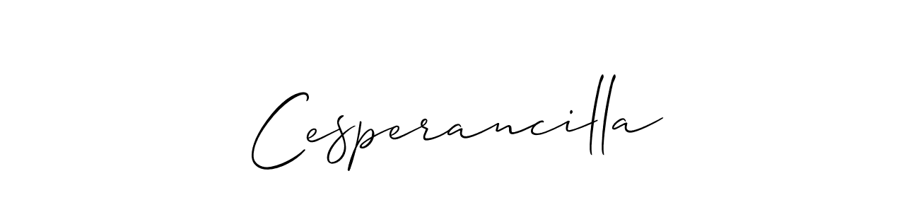 Use a signature maker to create a handwritten signature online. With this signature software, you can design (Allison_Script) your own signature for name Cesperancilla. Cesperancilla signature style 2 images and pictures png