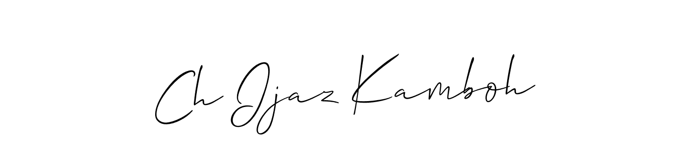 This is the best signature style for the Ch Ijaz Kamboh name. Also you like these signature font (Allison_Script). Mix name signature. Ch Ijaz Kamboh signature style 2 images and pictures png