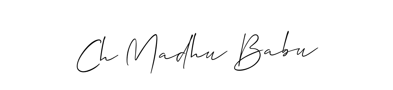 Similarly Allison_Script is the best handwritten signature design. Signature creator online .You can use it as an online autograph creator for name Ch Madhu Babu. Ch Madhu Babu signature style 2 images and pictures png