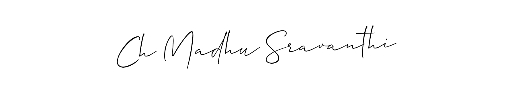 Similarly Allison_Script is the best handwritten signature design. Signature creator online .You can use it as an online autograph creator for name Ch Madhu Sravanthi. Ch Madhu Sravanthi signature style 2 images and pictures png