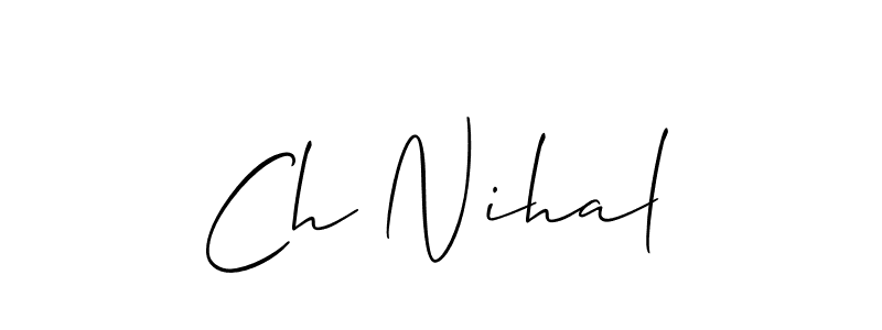 if you are searching for the best signature style for your name Ch Nihal. so please give up your signature search. here we have designed multiple signature styles  using Allison_Script. Ch Nihal signature style 2 images and pictures png