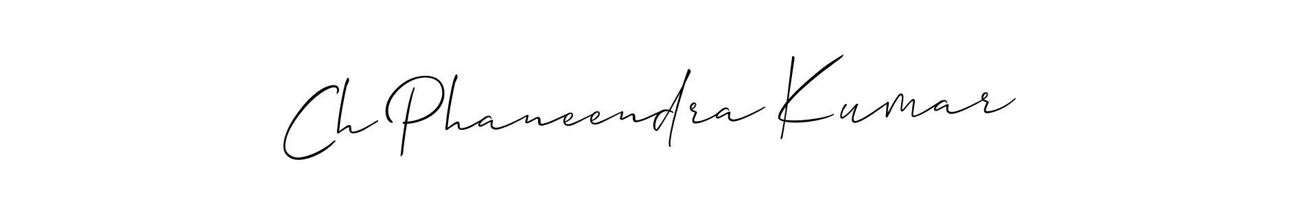 The best way (Allison_Script) to make a short signature is to pick only two or three words in your name. The name Ch Phaneendra Kumar include a total of six letters. For converting this name. Ch Phaneendra Kumar signature style 2 images and pictures png