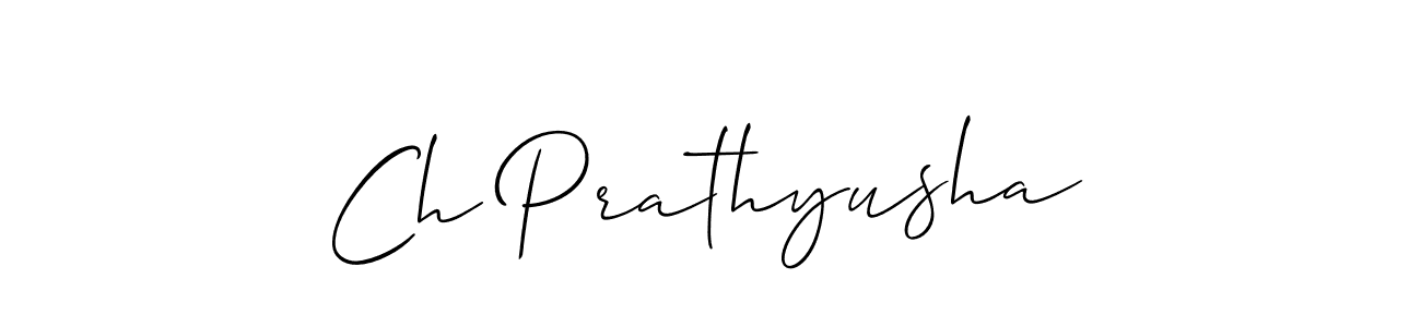 Make a beautiful signature design for name Ch Prathyusha. With this signature (Allison_Script) style, you can create a handwritten signature for free. Ch Prathyusha signature style 2 images and pictures png