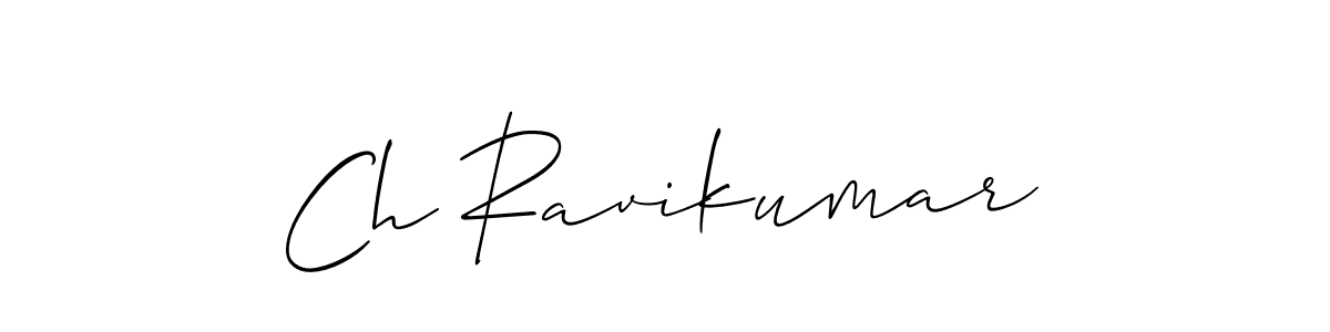 The best way (Allison_Script) to make a short signature is to pick only two or three words in your name. The name Ch Ravikumar include a total of six letters. For converting this name. Ch Ravikumar signature style 2 images and pictures png