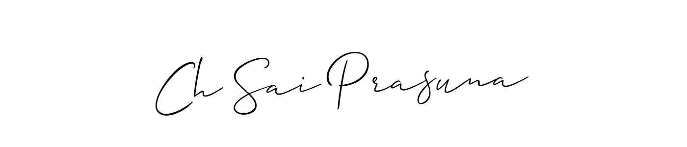 Allison_Script is a professional signature style that is perfect for those who want to add a touch of class to their signature. It is also a great choice for those who want to make their signature more unique. Get Ch Sai Prasuna name to fancy signature for free. Ch Sai Prasuna signature style 2 images and pictures png