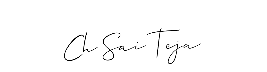 The best way (Allison_Script) to make a short signature is to pick only two or three words in your name. The name Ch Sai Teja include a total of six letters. For converting this name. Ch Sai Teja signature style 2 images and pictures png