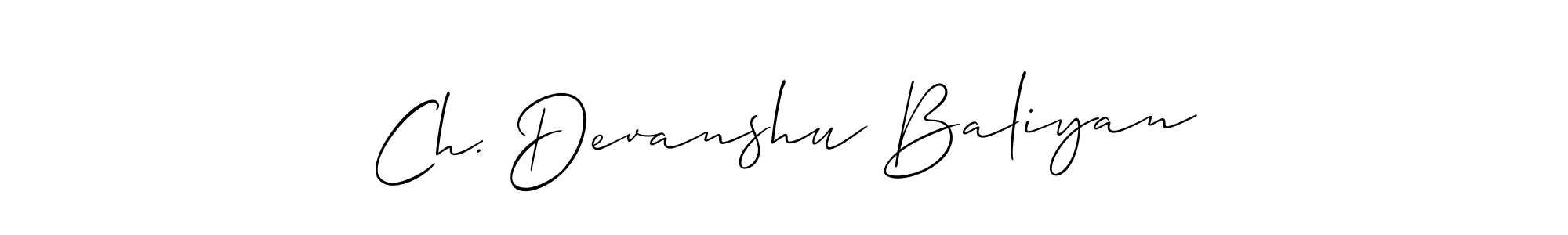 How to make Ch. Devanshu Baliyan name signature. Use Allison_Script style for creating short signs online. This is the latest handwritten sign. Ch. Devanshu Baliyan signature style 2 images and pictures png