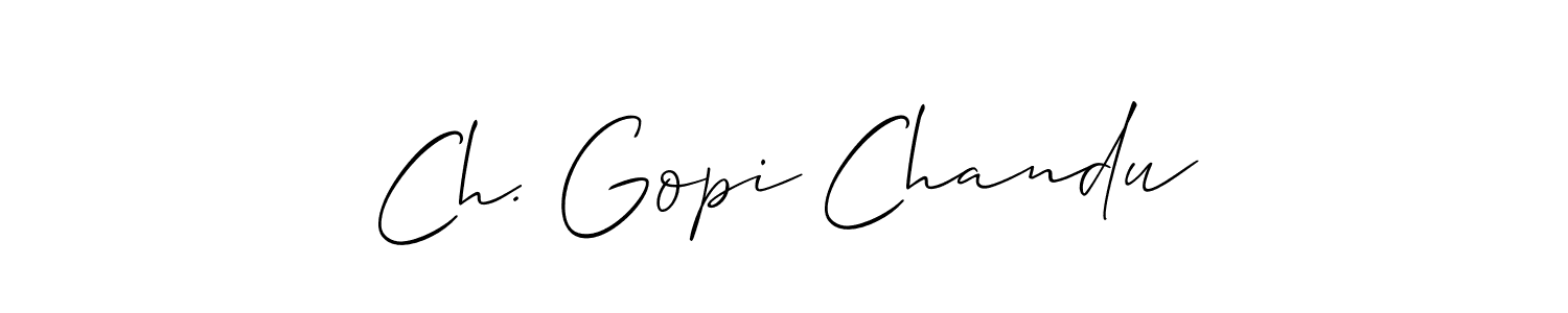 Make a beautiful signature design for name Ch. Gopi Chandu. With this signature (Allison_Script) style, you can create a handwritten signature for free. Ch. Gopi Chandu signature style 2 images and pictures png