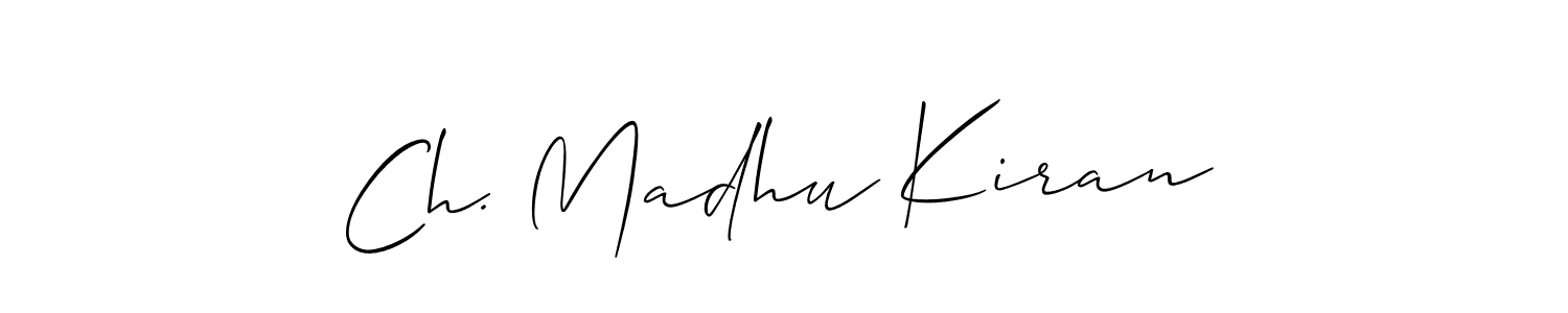 if you are searching for the best signature style for your name Ch. Madhu Kiran. so please give up your signature search. here we have designed multiple signature styles  using Allison_Script. Ch. Madhu Kiran signature style 2 images and pictures png