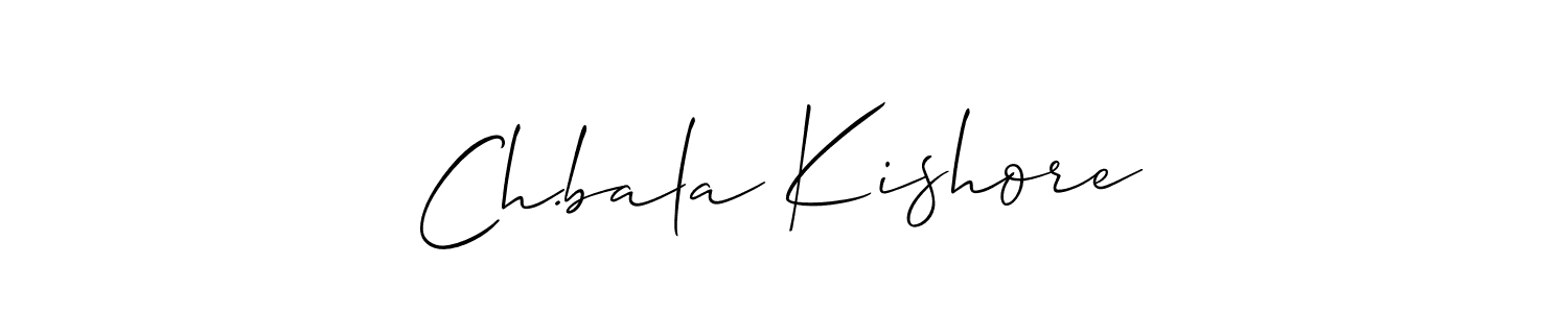 Allison_Script is a professional signature style that is perfect for those who want to add a touch of class to their signature. It is also a great choice for those who want to make their signature more unique. Get Ch.bala Kishore name to fancy signature for free. Ch.bala Kishore signature style 2 images and pictures png