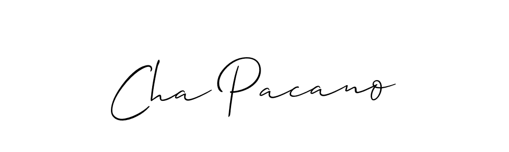 Allison_Script is a professional signature style that is perfect for those who want to add a touch of class to their signature. It is also a great choice for those who want to make their signature more unique. Get Cha Pacano name to fancy signature for free. Cha Pacano signature style 2 images and pictures png