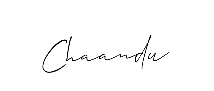 Design your own signature with our free online signature maker. With this signature software, you can create a handwritten (Allison_Script) signature for name Chaandu. Chaandu signature style 2 images and pictures png