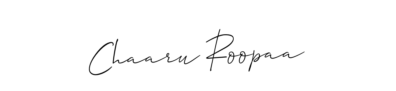 Also You can easily find your signature by using the search form. We will create Chaaru Roopaa name handwritten signature images for you free of cost using Allison_Script sign style. Chaaru Roopaa signature style 2 images and pictures png