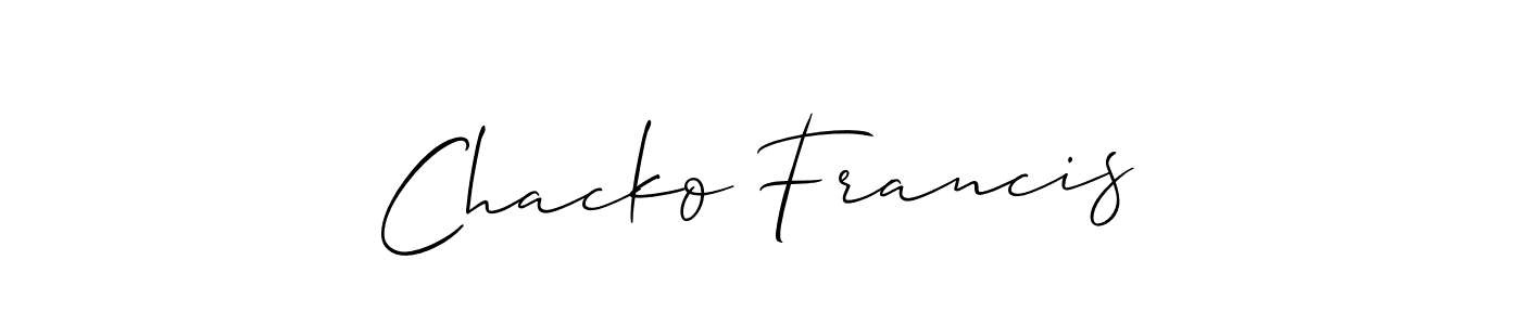 It looks lik you need a new signature style for name Chacko Francis. Design unique handwritten (Allison_Script) signature with our free signature maker in just a few clicks. Chacko Francis signature style 2 images and pictures png