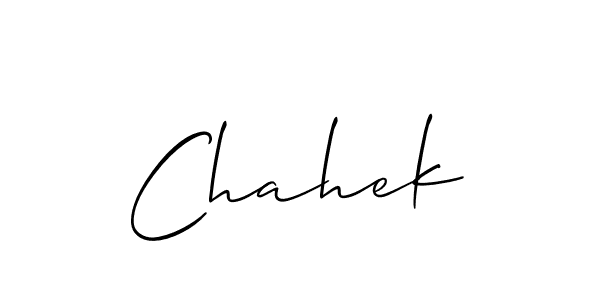 Use a signature maker to create a handwritten signature online. With this signature software, you can design (Allison_Script) your own signature for name Chahek. Chahek signature style 2 images and pictures png