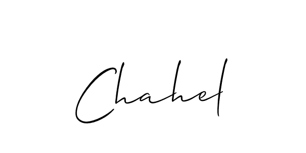 Use a signature maker to create a handwritten signature online. With this signature software, you can design (Allison_Script) your own signature for name Chahel. Chahel signature style 2 images and pictures png